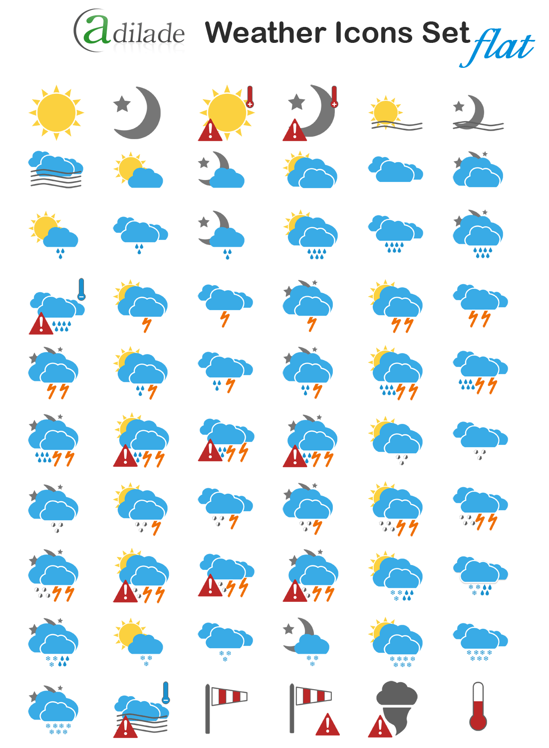 Adilade Weather Icons Set Flat Version